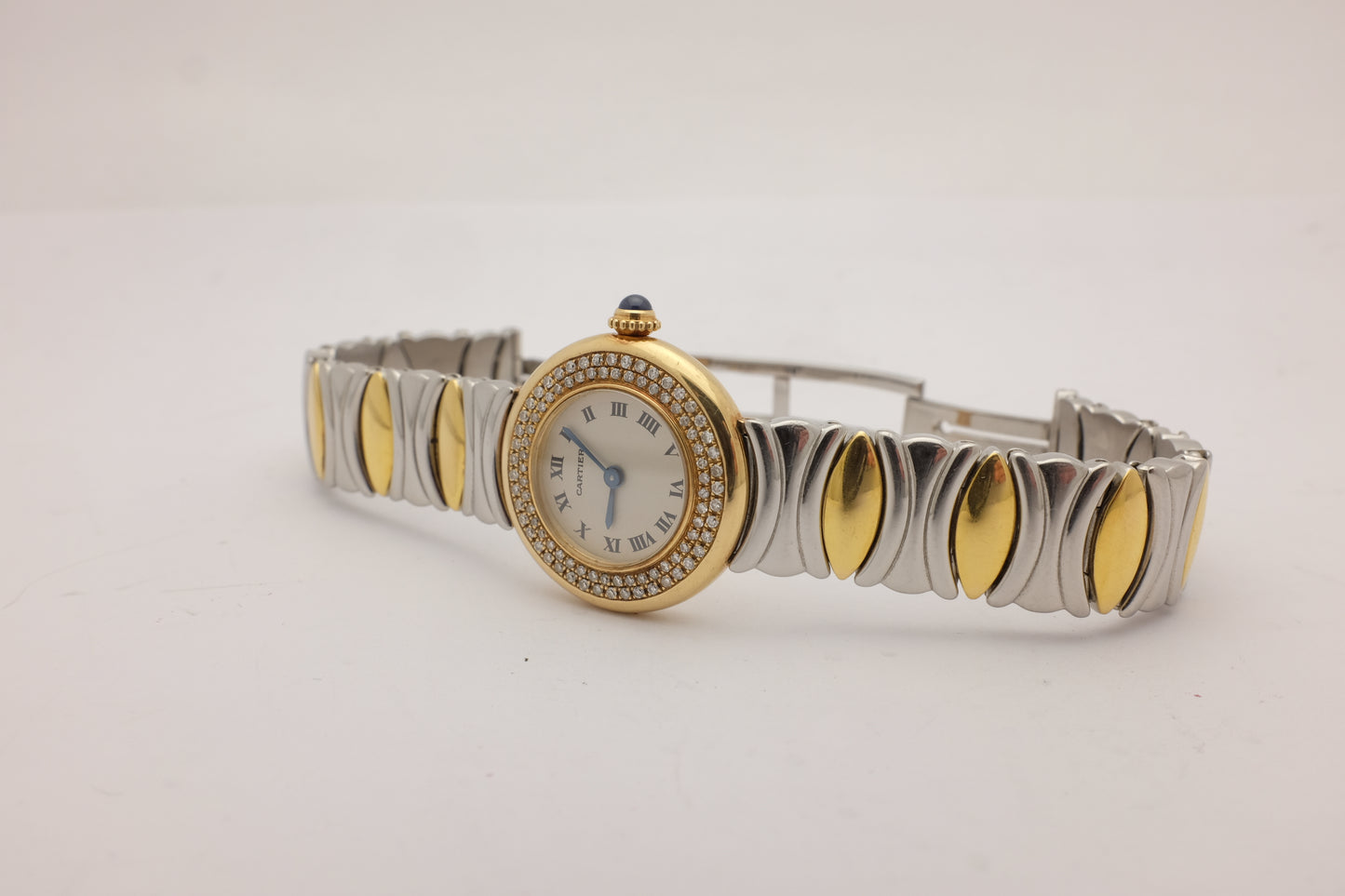 Cartier Colisee 18k Steel Custom Diamonds Quartz 8057908C