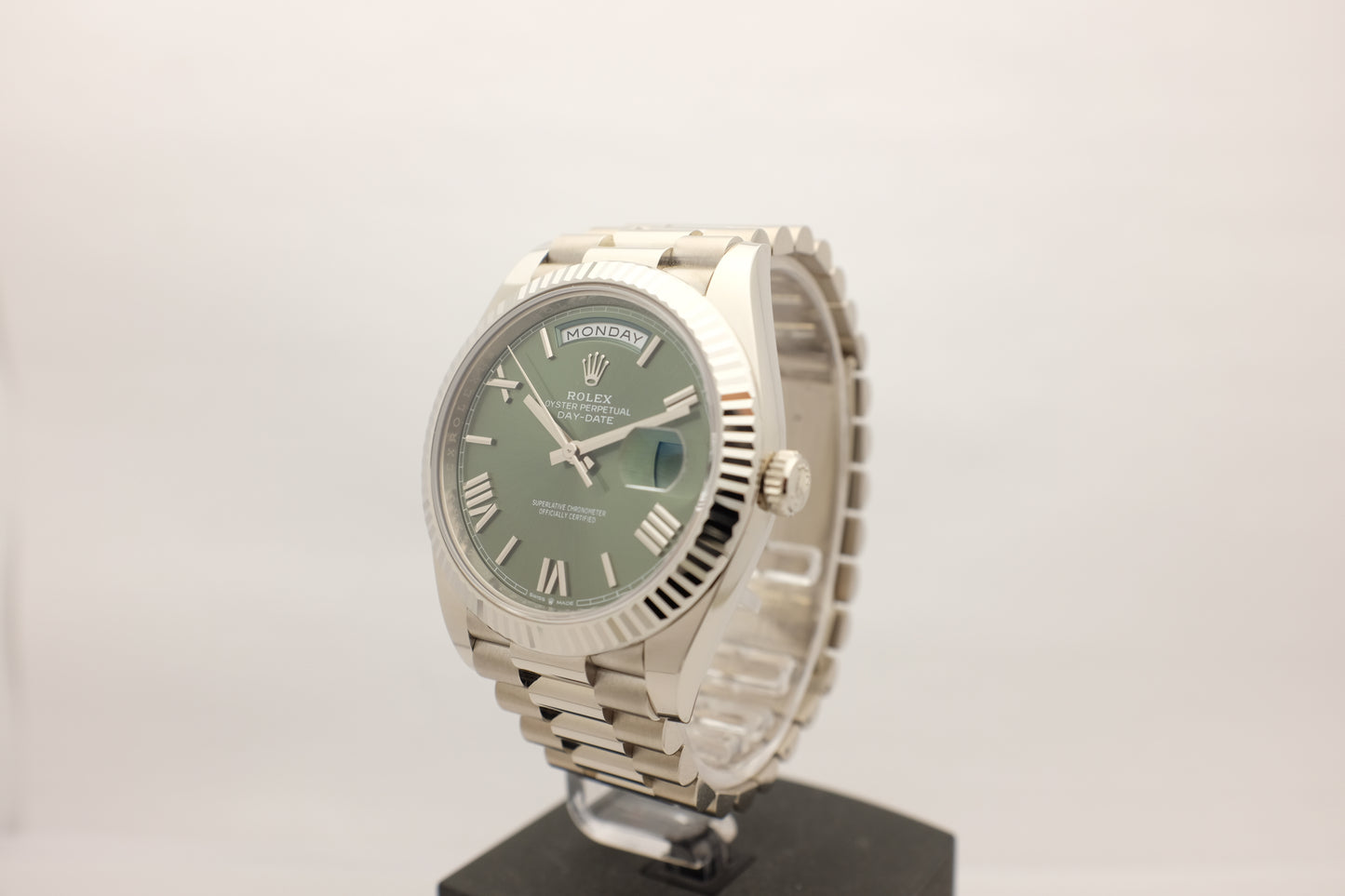 Rolex President Day Date 18Kt White Gold Olive Green 40MM 228239 Box Papers 2023