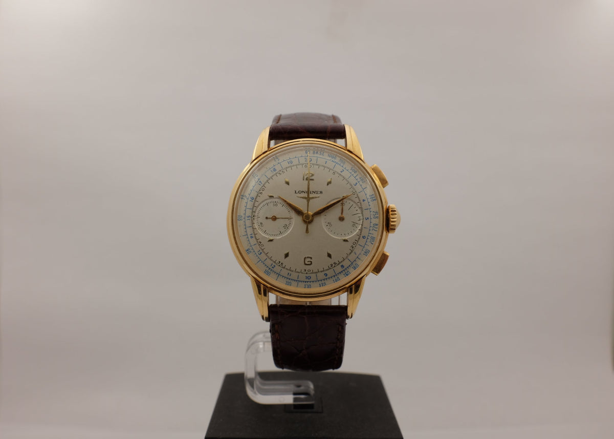 Longines 13ZN 18K Rose Gold Flyback Chronograph 1950's 38MM