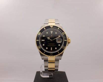 Rolex Submariner 18K Steel "Rehaut" Black 40MM 16613 Box Papers 2008