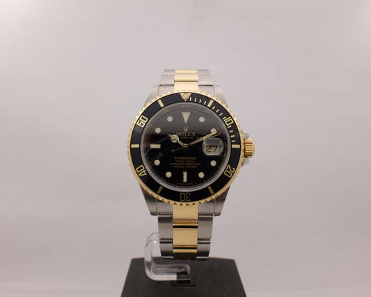 Rolex Submariner 18K Steel "Rehaut" Black 40MM 16613 Box Papers 2008
