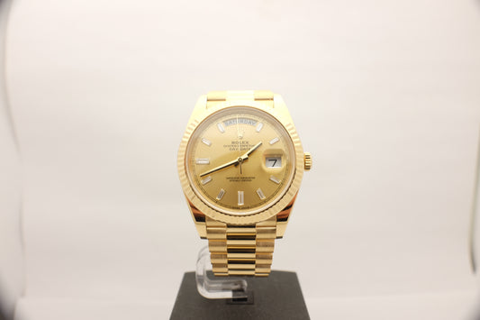 Rolex Day Date II President Yellow Gold Factory Diamond Baguettes 228238 40MM Box Papers 2022