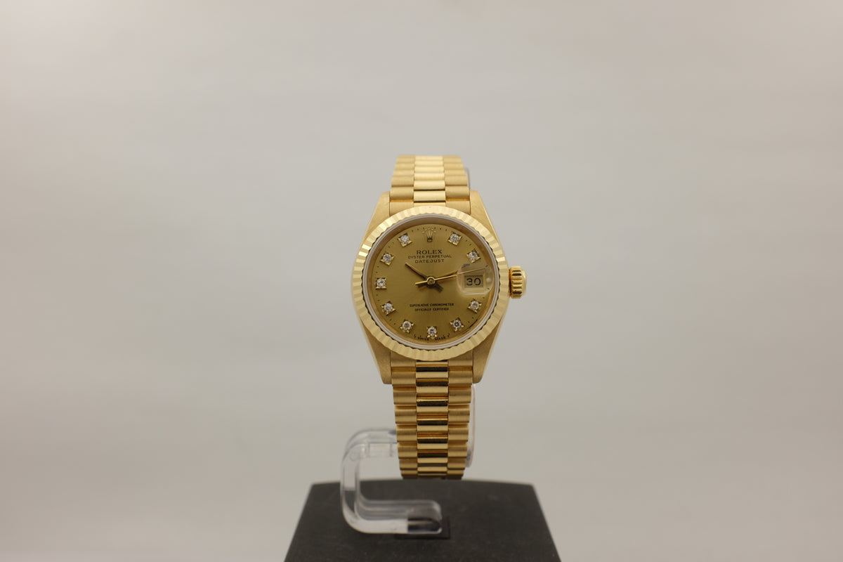 Rolex Datejust 18K Yellow Gold Factory Diamonds 26MM 69178