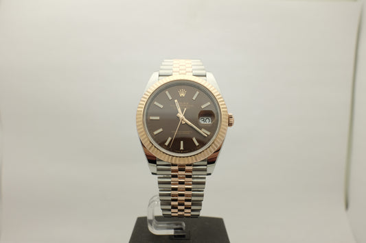 Rolex Datejust 41MM 18K Rose Gold Steel Chocolate 126331 Box Papers 2023