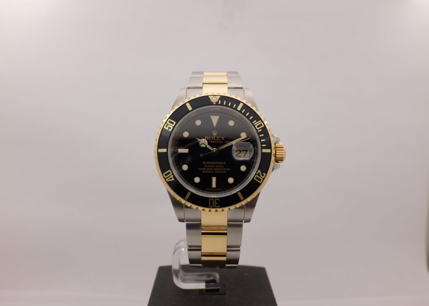 Rolex Submariner 18K Steel "Rehaut" Black 16613 Box Papers 2008