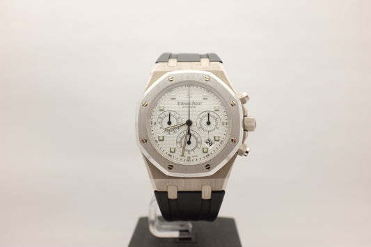 Audemars Piguet Royal Oak Chronograph 18Kt White Gold 39MM 26022BC Box Archive Papers
