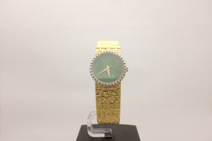 Piaget 18K Yellow Gold Jade Dial Factory Diamonds 28MM