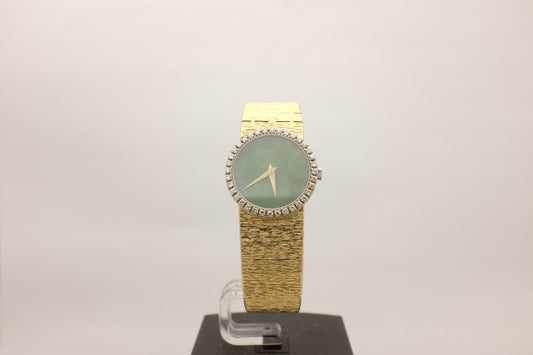 Piaget 18K Yellow Gold Jade Dial Factory Diamonds 28MM