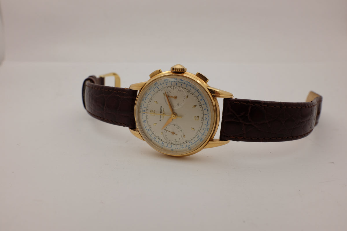Longines 13ZN 18K Rose Gold Flyback Chronograph 1950's 38MM