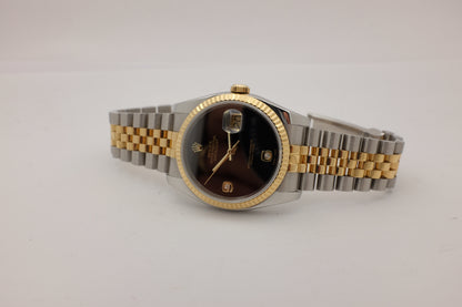 Rolex Datejust 18K Steel Factory Onyx Diamonds 36MM 116233 Box Papers 2014
