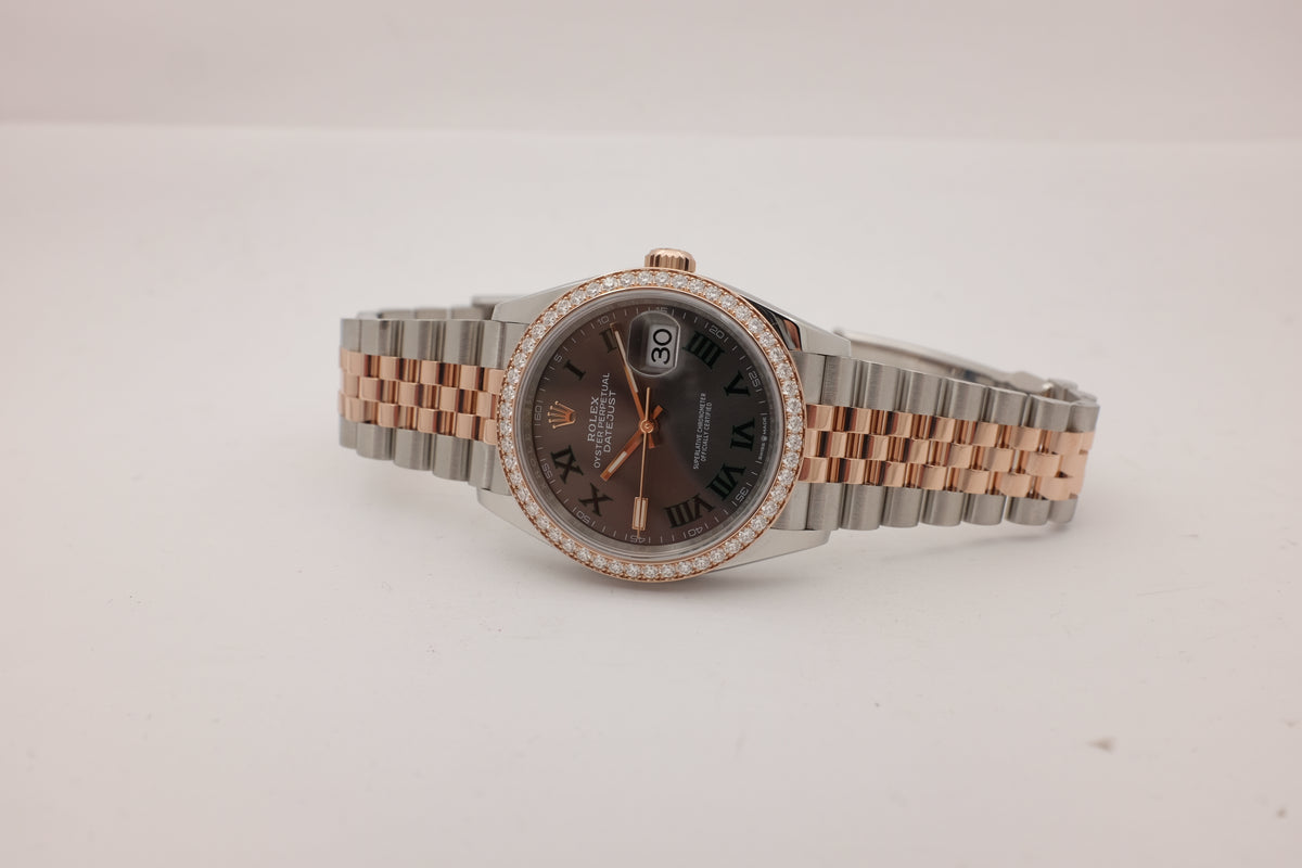 Rolex Datejust Wimbledon 18K Rose Gold Steel Diamonds 36MM 126281RBR Box Papers 2026