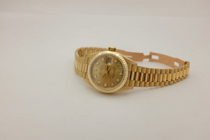 Rolex Datejust 18K Yellow Gold Factory Diamonds 26MM 69178