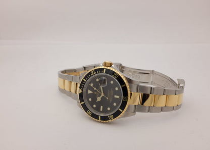 Rolex Submariner 18K Steel "Rehaut" Black 16613 Box Papers 2008
