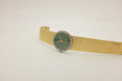 Piaget 18K Yellow Gold Jade Dial Factory Diamonds 28MM