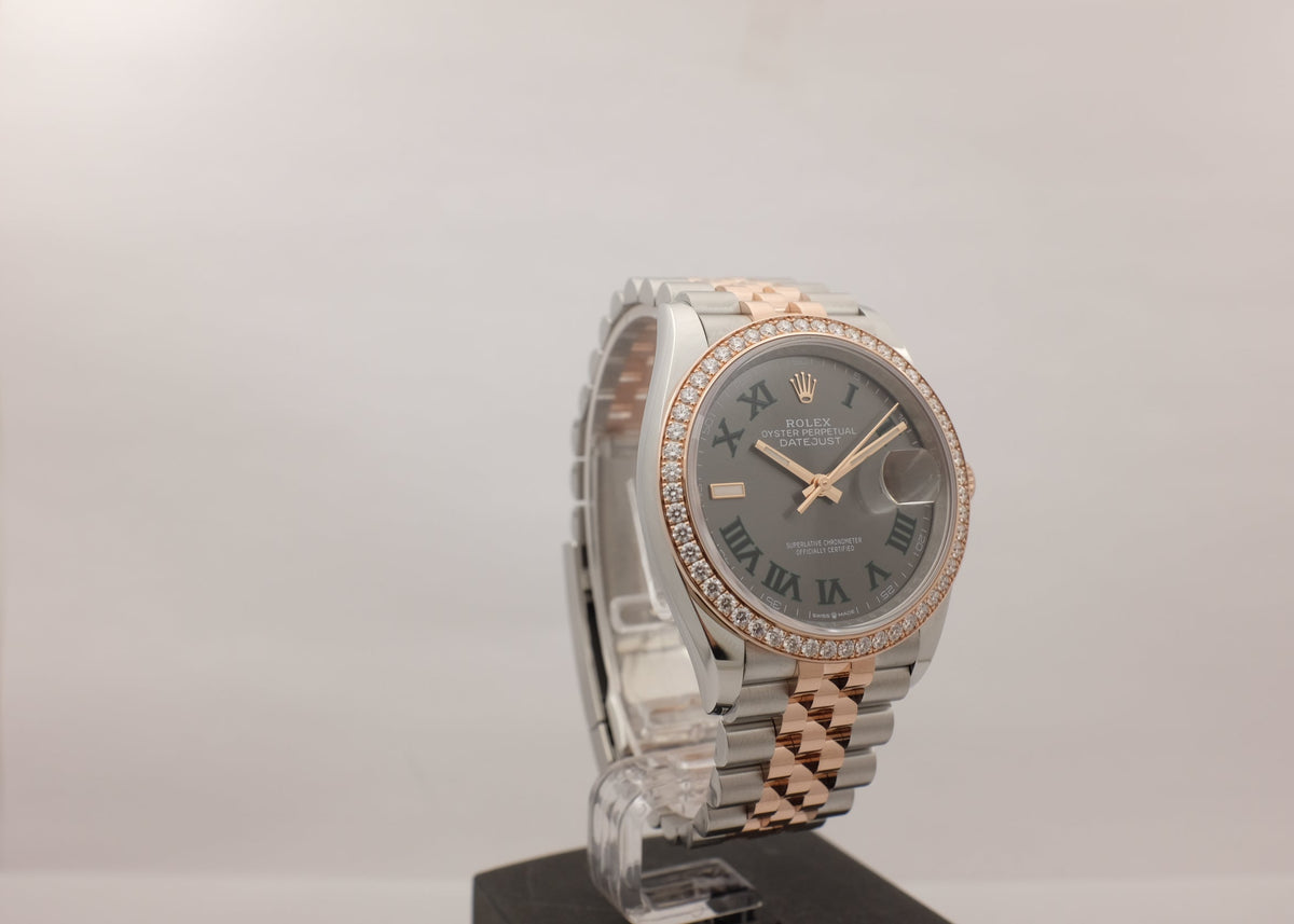 Rolex Datejust Wimbledon 18K Rose Gold Steel Diamonds 36MM 126281RBR Box Papers 2026