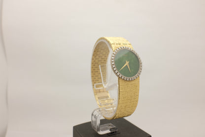 Piaget 18K Yellow Gold Jade Dial Factory Diamonds 28MM