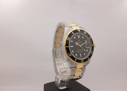 Rolex Submariner 18K Steel "Rehaut" Black 16613 Box Papers 2008