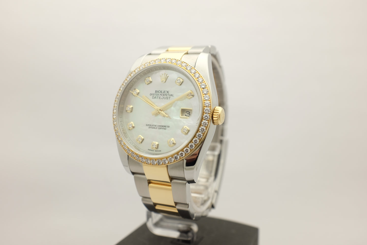 Rolex Datejust 18K Steel Factory MOP Diamond Dial Bezel 36MM 116243 Box Papers