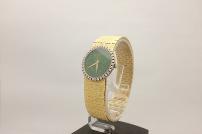Piaget 18K Yellow Gold Jade Dial Factory Diamonds 28MM