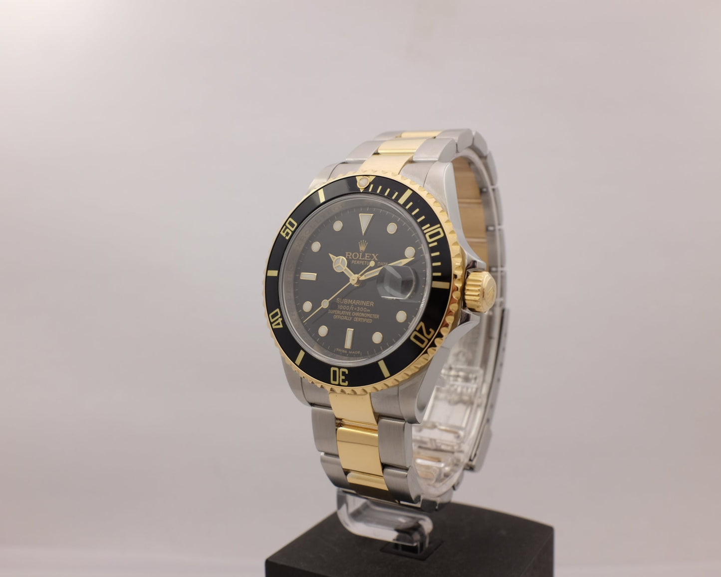 Rolex Submariner 18K Steel "Rehaut" Black 16613 Box Papers 2008