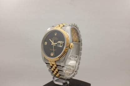 Rolex Datejust 18K Steel Factory Onyx Diamonds 36MM 116233 Box Papers 2014