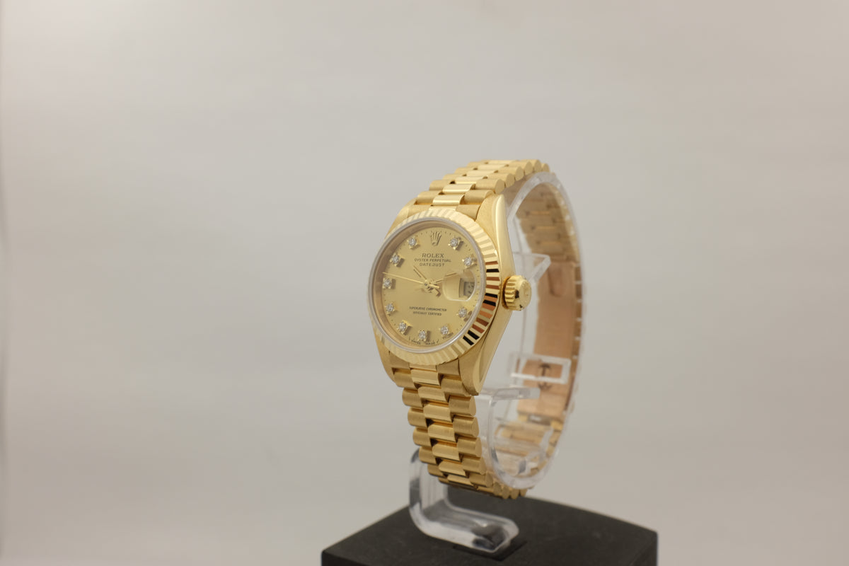 Rolex Datejust 18K Yellow Gold Factory Diamonds 26MM 69178