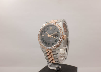 Rolex Datejust Wimbledon 18K Rose Gold Steel Diamonds 36MM 126281RBR Box Papers 2026