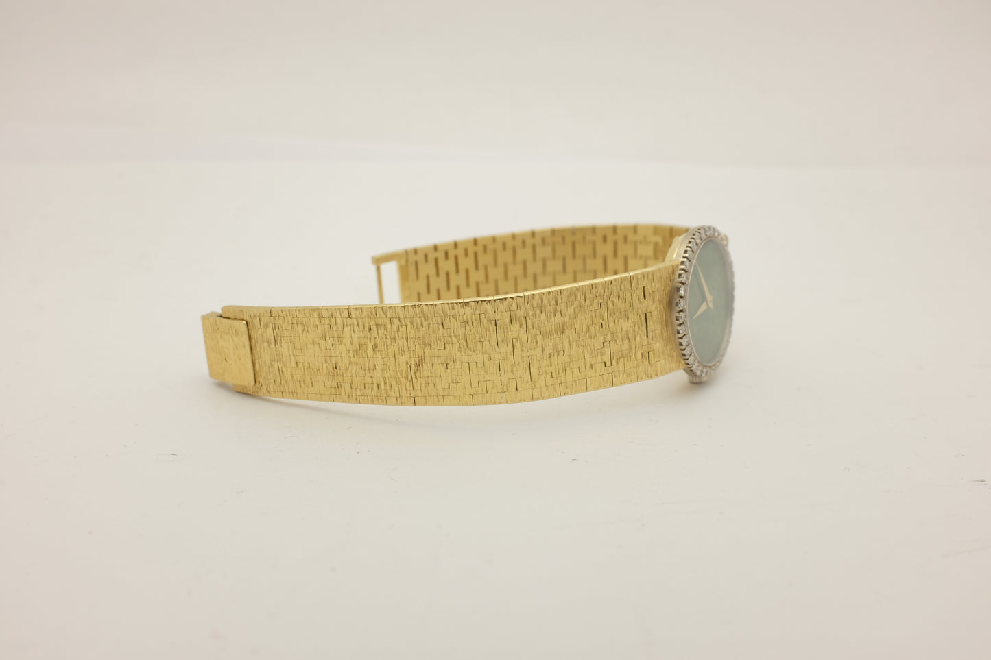 Piaget 18K Yellow Gold Jade Dial Factory Diamonds 28MM