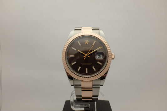 Rolex DateJust 41MM 18Kt Rose Gold Steel Chocolate 126331 Box Papers 2018
