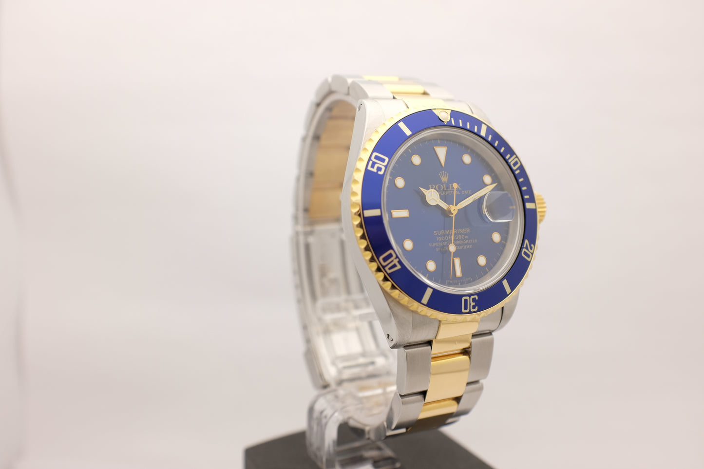 Rolex Submariner 18k Yellow Gold Stainless Steel Blue Box Papers 1997