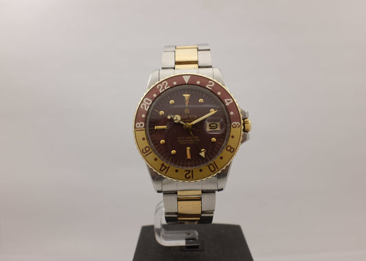 Rolex GMT Master Root Beer 14k Yellow Gold & Steel "Nipple Dial" 1675 CIRCA 1973