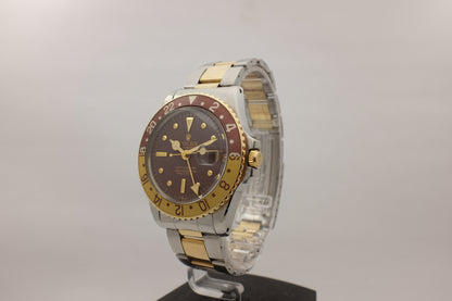Rolex GMT Master Root Beer 14k Yellow Gold & Steel "Nipple Dial" 1675 CIRCA 1973