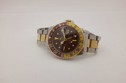 Rolex GMT Master Root Beer 14k Yellow Gold & Steel "Nipple Dial" 1675 CIRCA 1973