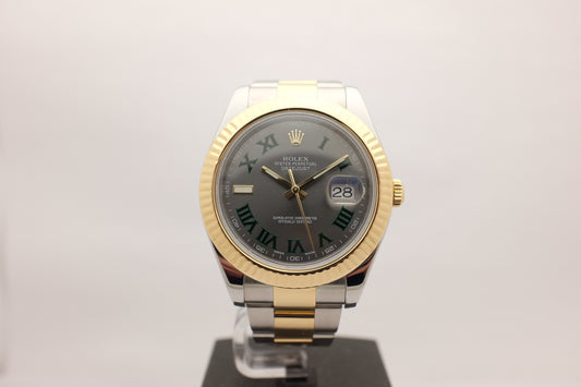 Rolex Datejust II Wimbledon 41MM 18kt Yellow Gold Steel 116333 Box Papers 2016