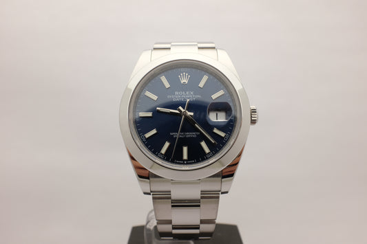 Rolex Datejust 41MM Blue Steel Smooth Bezel 126300 Box Papers 2018