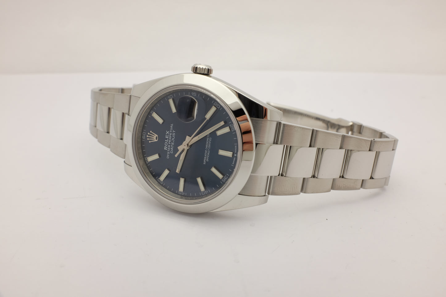 Rolex Datejust 41MM Blue Steel Smooth Bezel 126300 Box Papers 2018