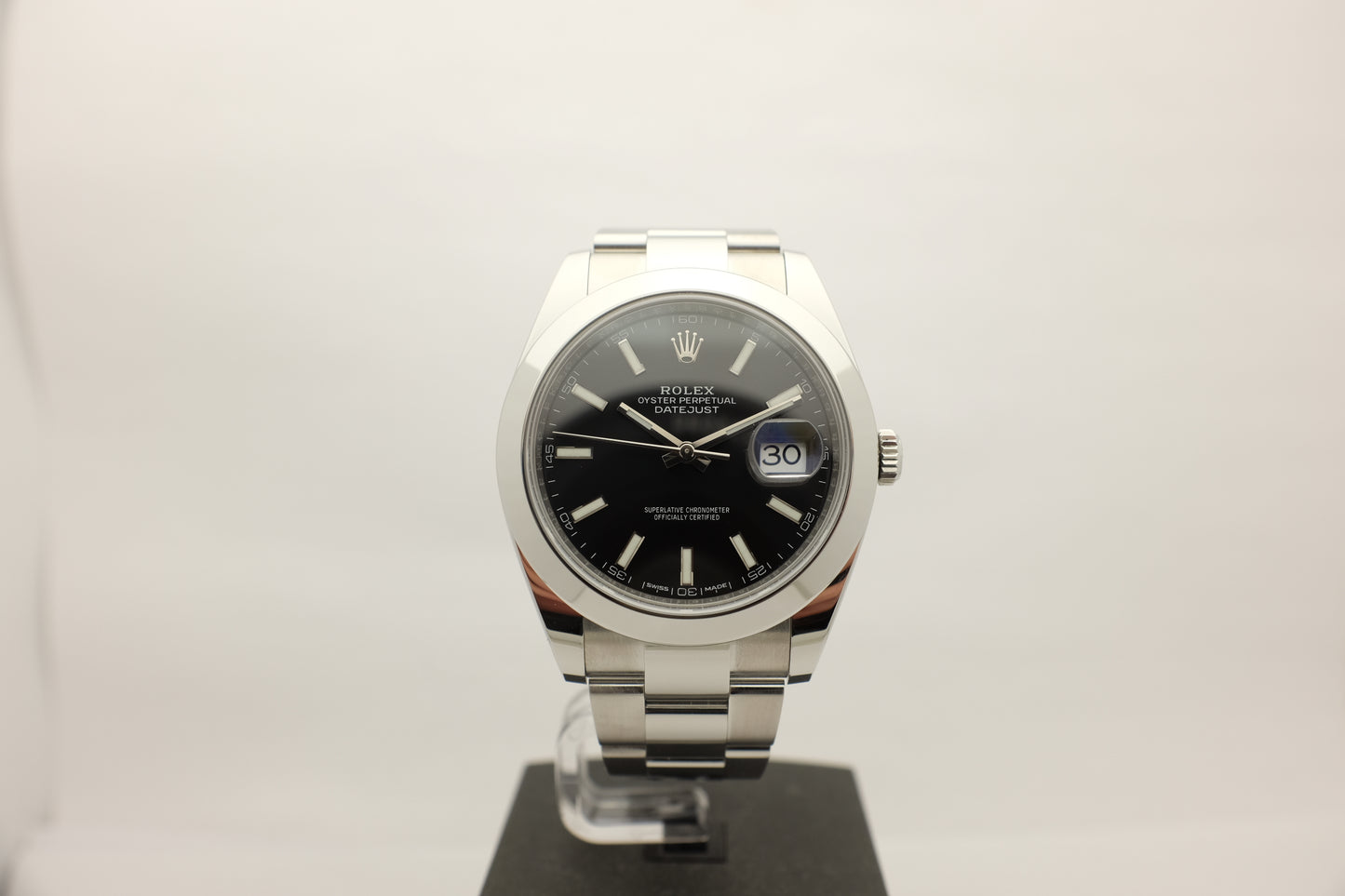 Rolex Datejust 41MM Steel Black Smooth 41MM 126300 Box Papers 2018