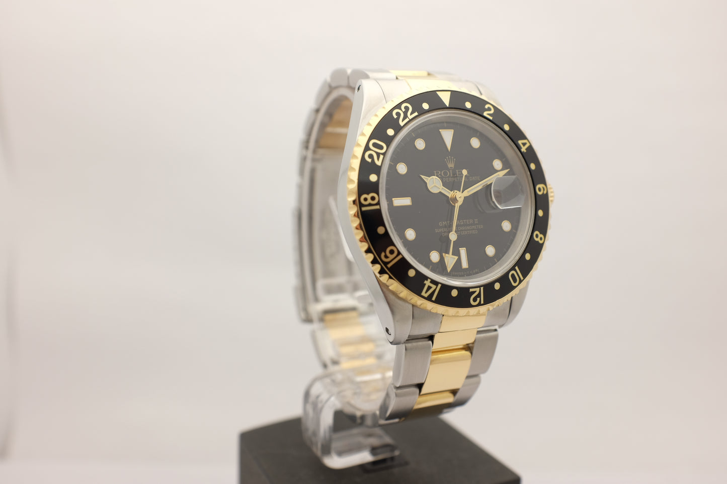 Rolex GMT Master II 18k Yellow Gold Steel Black 16713 40MM