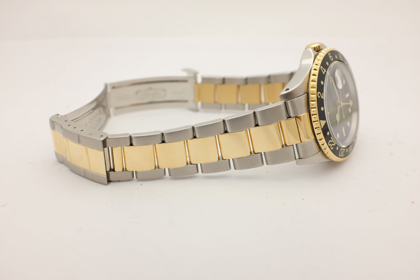 Rolex GMT Master II 18k Yellow Gold Steel Black 16713 40MM
