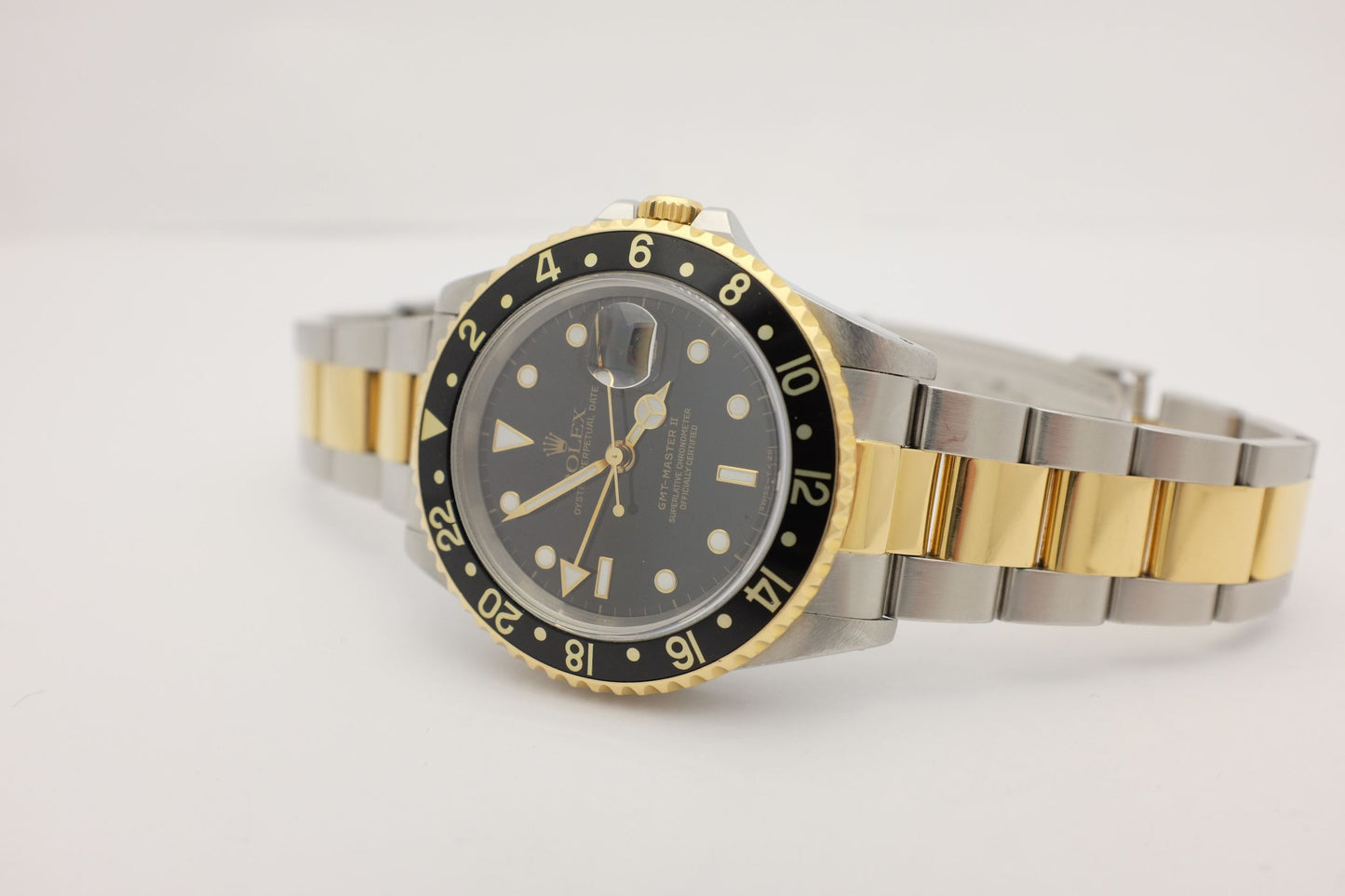 Rolex GMT Master II 18Kt Stainless 40MM 16713 Box Papers 1998
