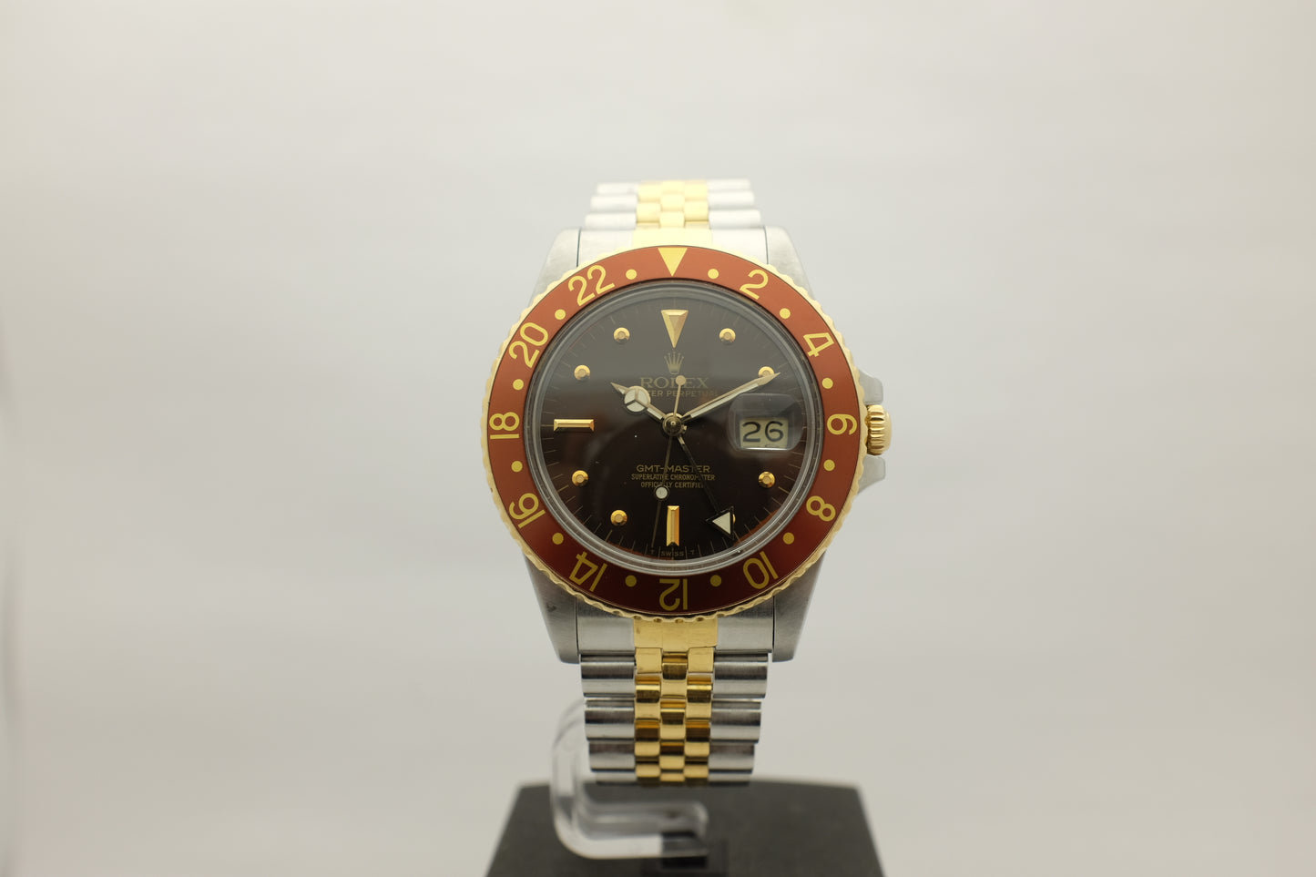Rolex GMT Master Root Beer 18kt Yellow Gold & Steel 16753 CIRCA 1986