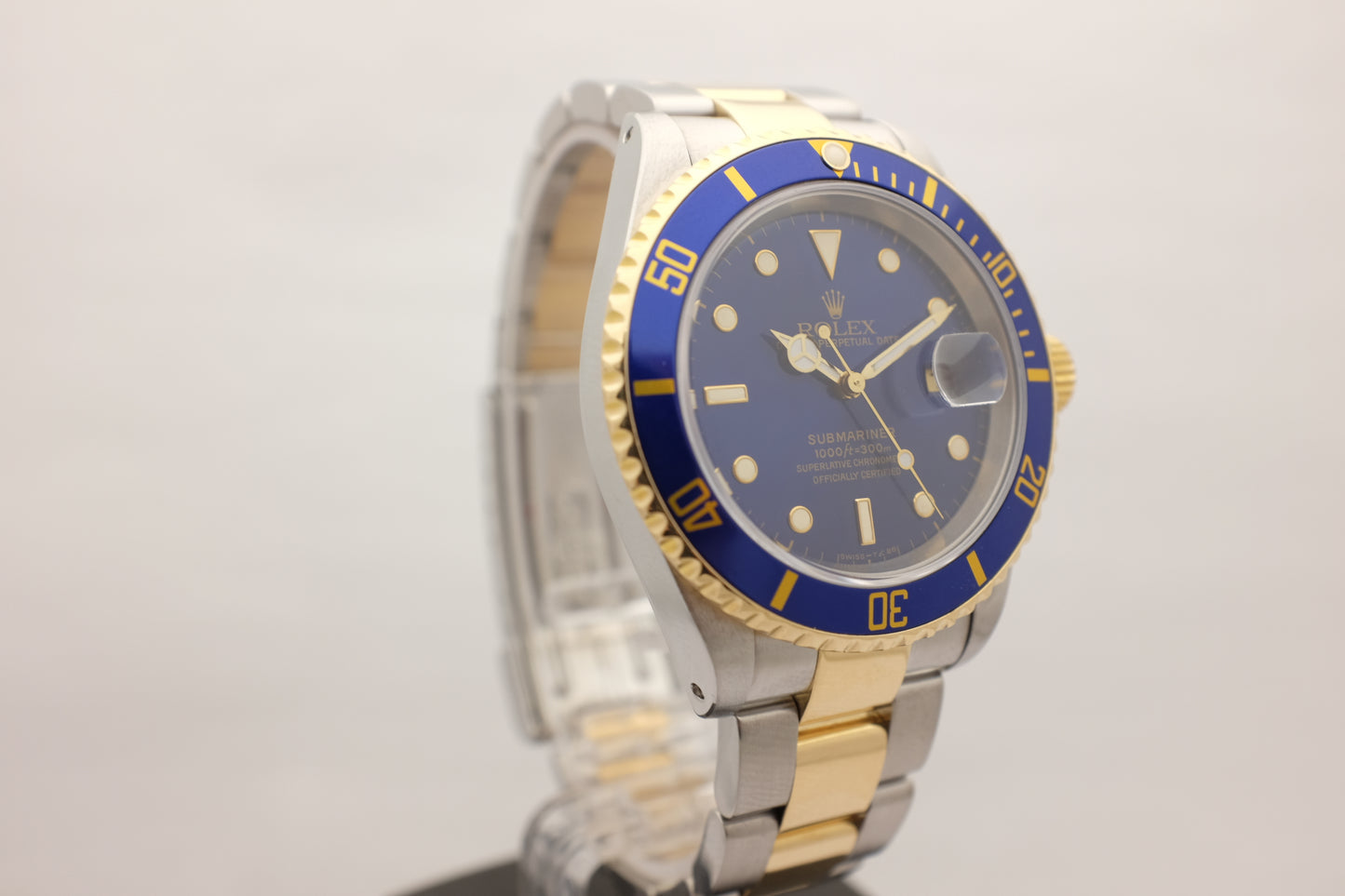 Rolex Submariner 18k Yellow Gold Stainless Steel Blue Box Papers 1997