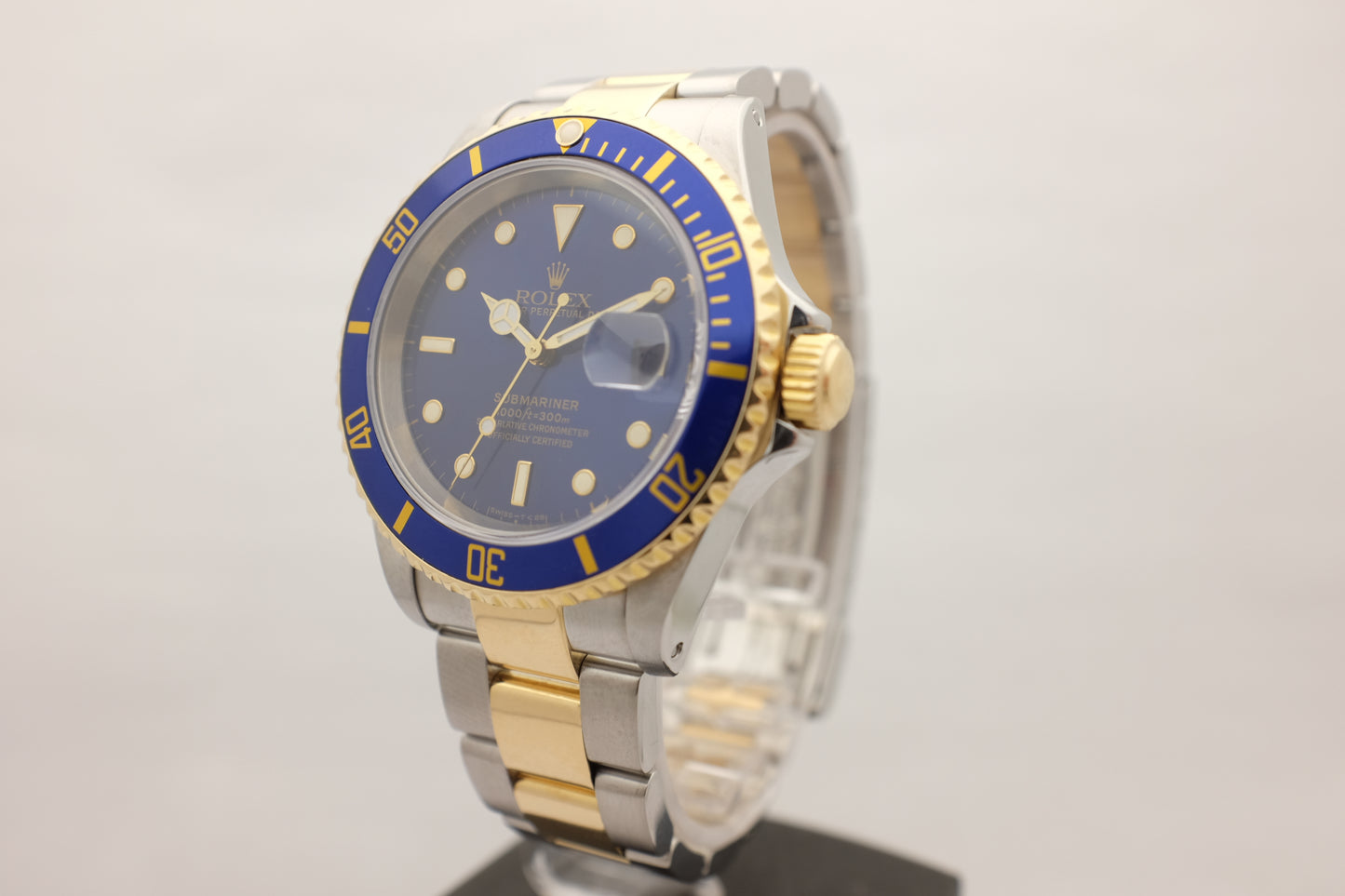 Rolex Submariner 18k Yellow Gold Stainless Steel Blue Box Papers 1997