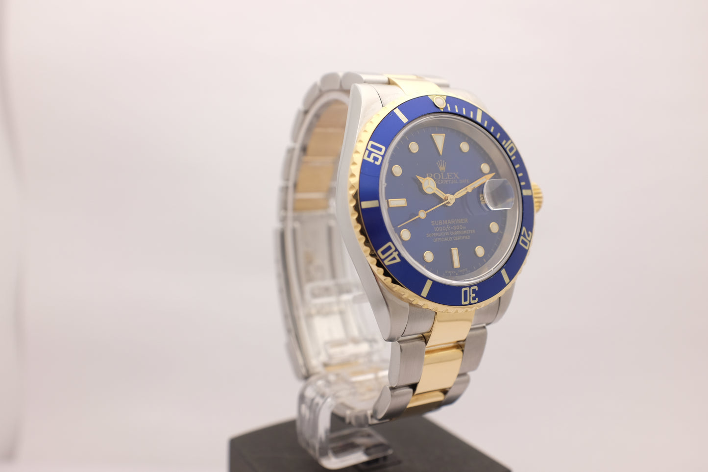 Rolex Submariner 18k Yellow Gold Steel Blue 16613 40MM